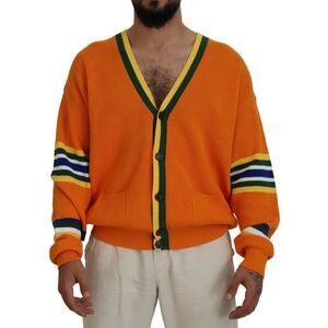 Dsquared² Orange Cotton Long Sleeves Men Cardigan Men's Sweater